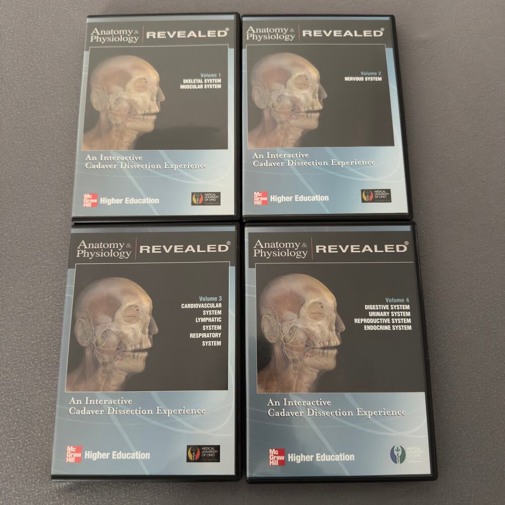 ANATOMY & PHYSIOLOGY REVEALED Set of 4 DVDs Interactive Cadaver Dissection